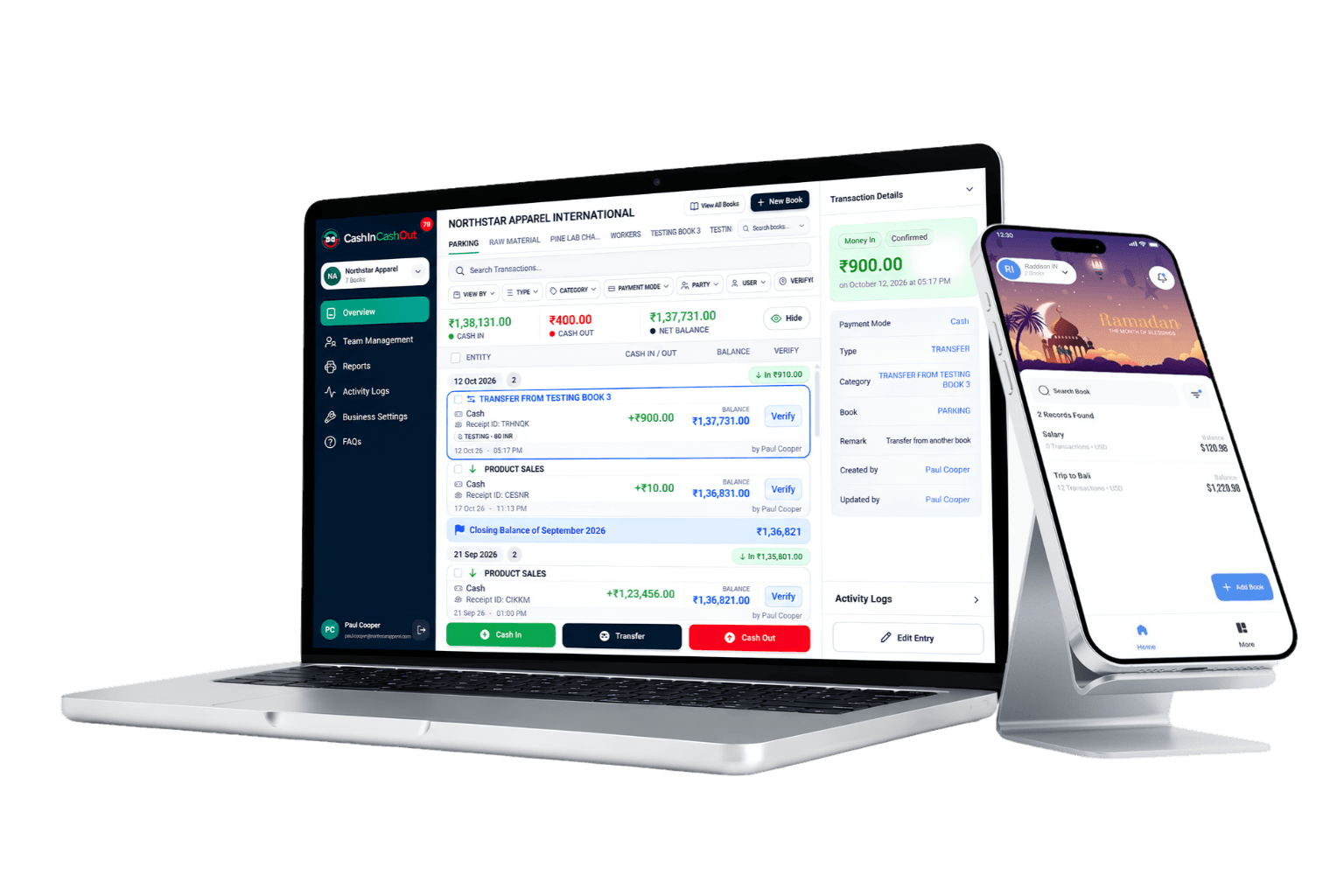 Cash In Cash Out Dashboard Overview